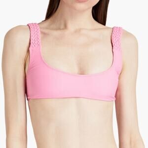 SOLID & STRIPED $84 Elle solid pop bubblegum braided bikini top S